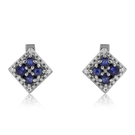 Kolczyki ze srebra próbe 925 z australijskim niebieskim szafirem i białym topazem