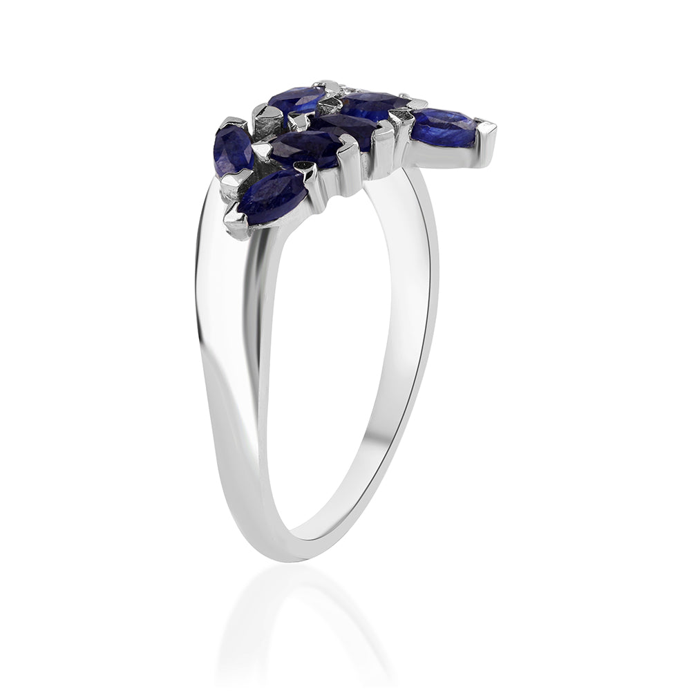 Pierścionek ze srebra próby 925 z australijskim niebieskim szafirem i białym topazem