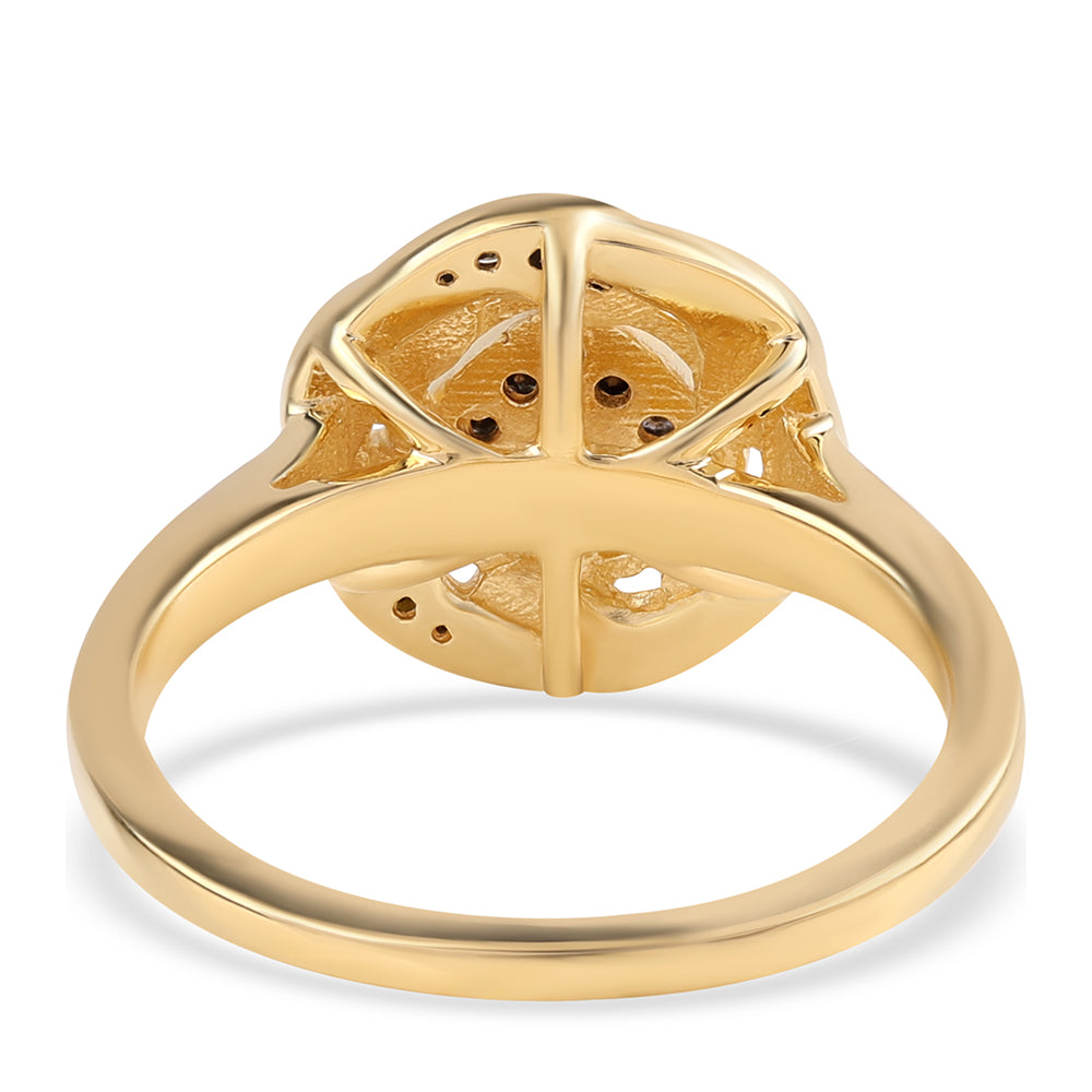 Pierścionek srebrny pozłacany z czarnym diamentem