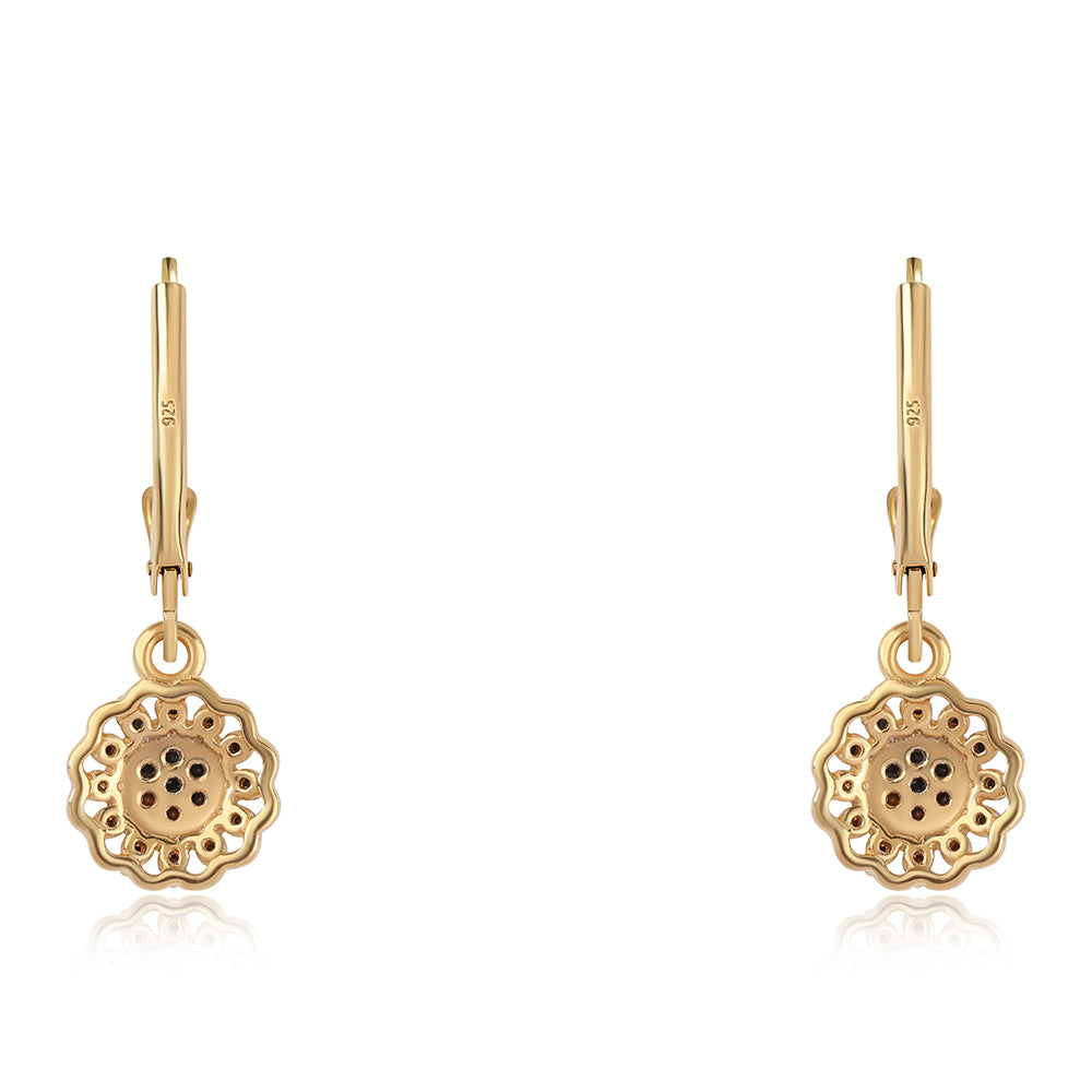 Kolczyki srebrne pozłacane z czarnym diamentem