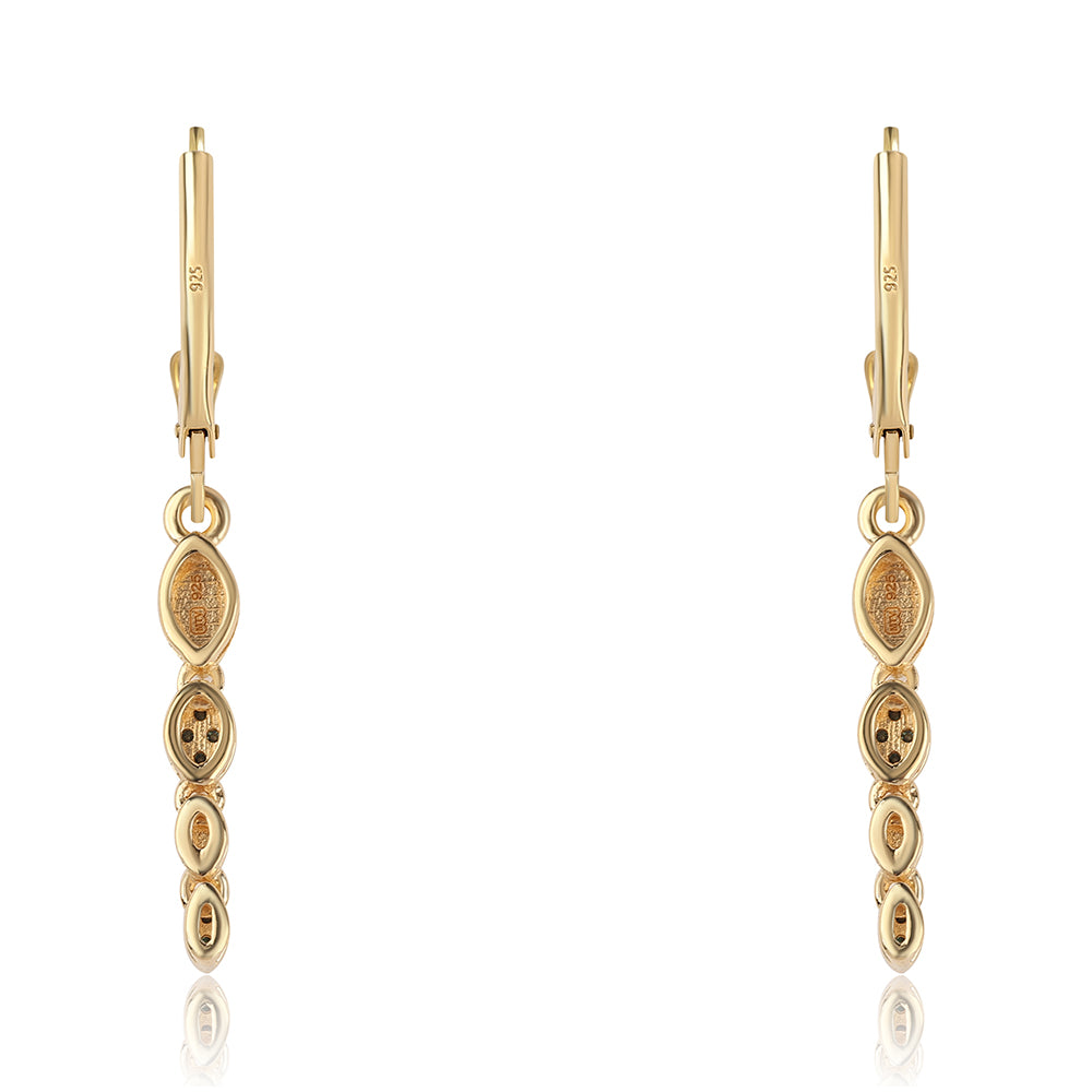 Kolczyki srebrne pozłacane z niebieskim diamentem