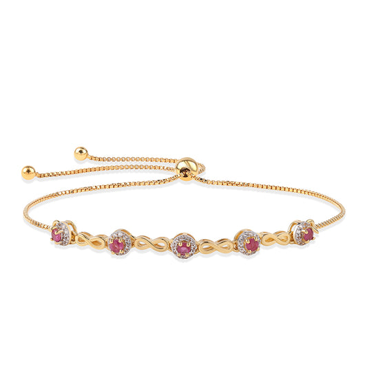 Bransoletka srebrna pozłacana z mozambickim rubinem i białym topazem