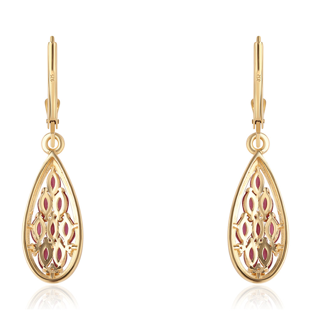 Kolczyki srebrne pozłacane z mozambickim rubinem i białym topazem