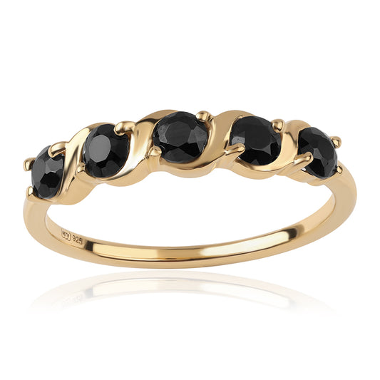 Pierścionek srebrny pozłacany z czarnym spinelem