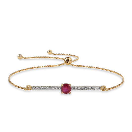 Bransoletka srebrna pozłacana z mozambickim rubinem i białym topazem