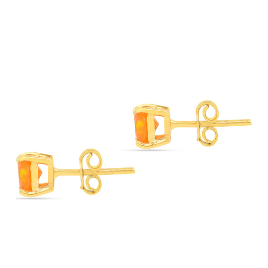 Kolczyki srebrne pozłacane z ognistym opalem