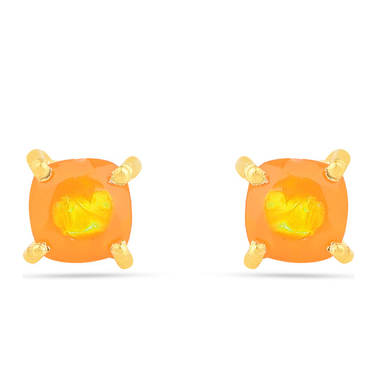 Kolczyki srebrne pozłacane z ognistym opalem