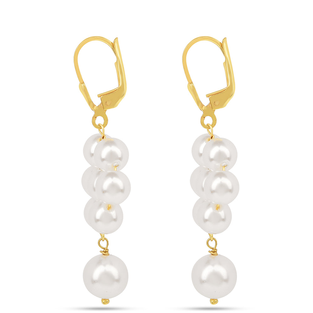 Kolczyki srebrne pozłacane z kremową perłą słodkowodną