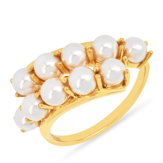 Pierścionek srebrny pozłacany z kremową perłą słodkowodną