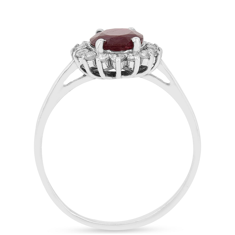 Pierścionek ze srebra próby 925 z tajskim rubinem i białym cyrkonem