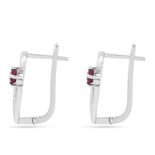 Kolczyki ze srebra próbe 925 z tajskim rubinem i białym cyrkonem
