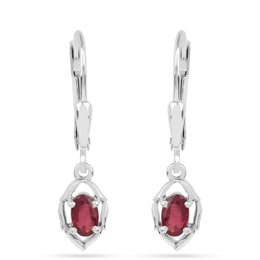 Kolczyki ze srebra próbe 925 z tajskim rubinem