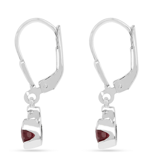 Kolczyki ze srebra próbe 925 z tajskim rubinem i białym cyrkonem