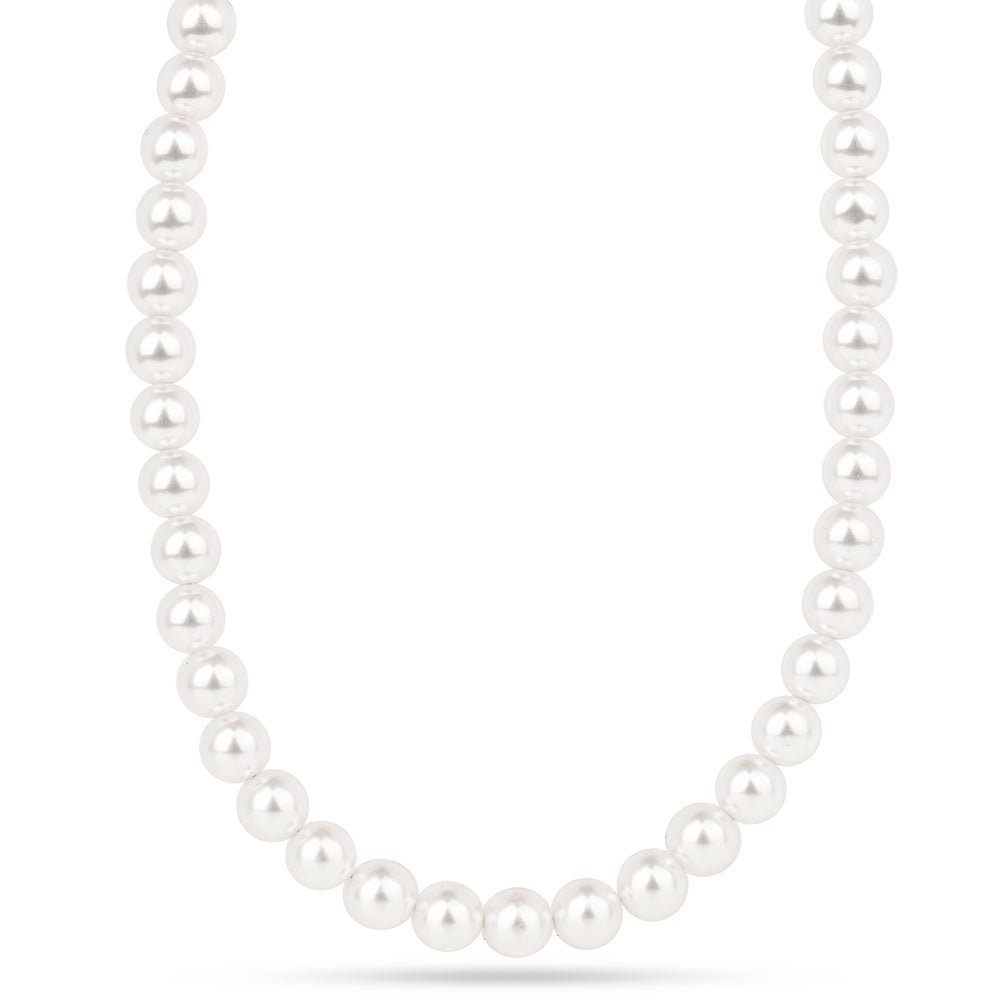 Naszyjnik srebrny pozłacany z kremową perłą słodkowodną