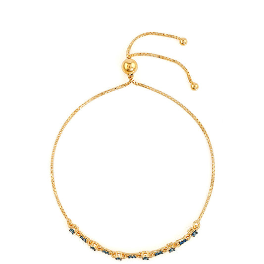 Bransoletka srebrna pozłacana z niebieskim diamentem