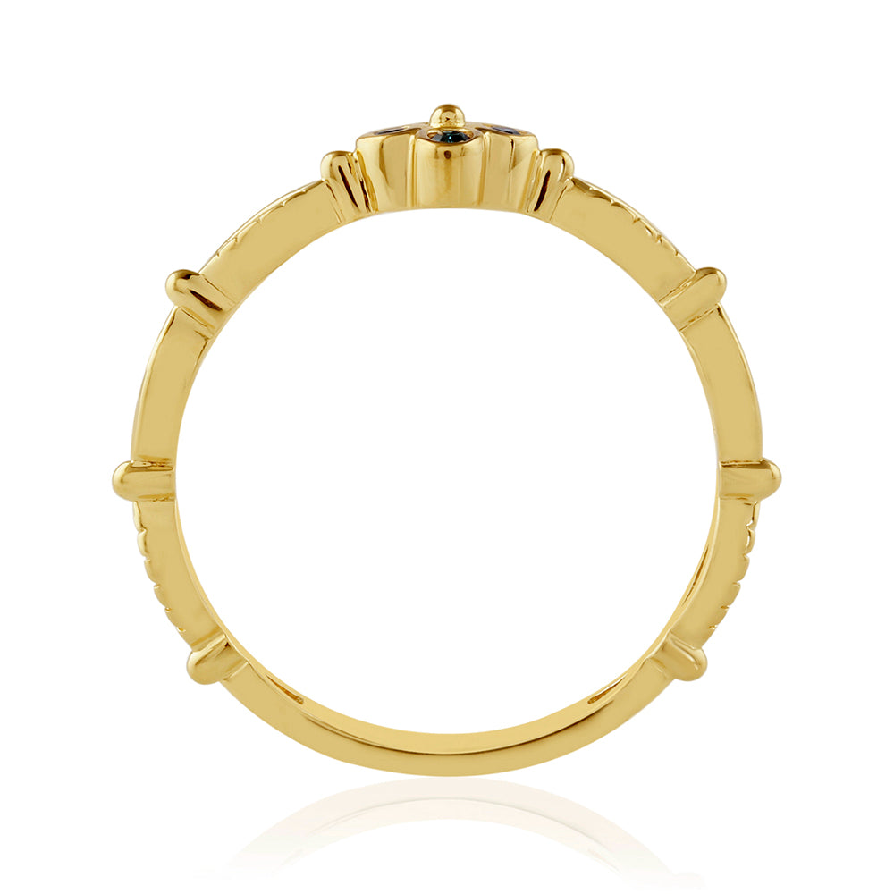 Pierścionek srebrny pozłacany z niebieskim diamentem