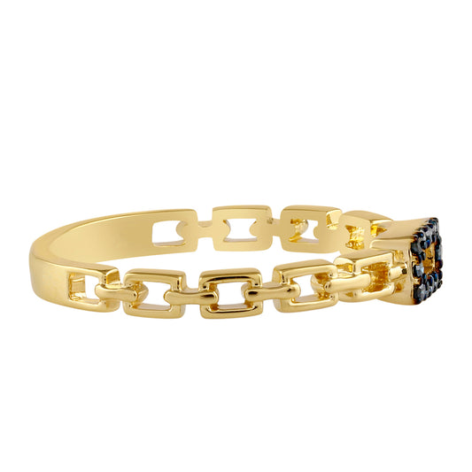 Pierścionek srebrny pozłacany z niebieskim diamentem