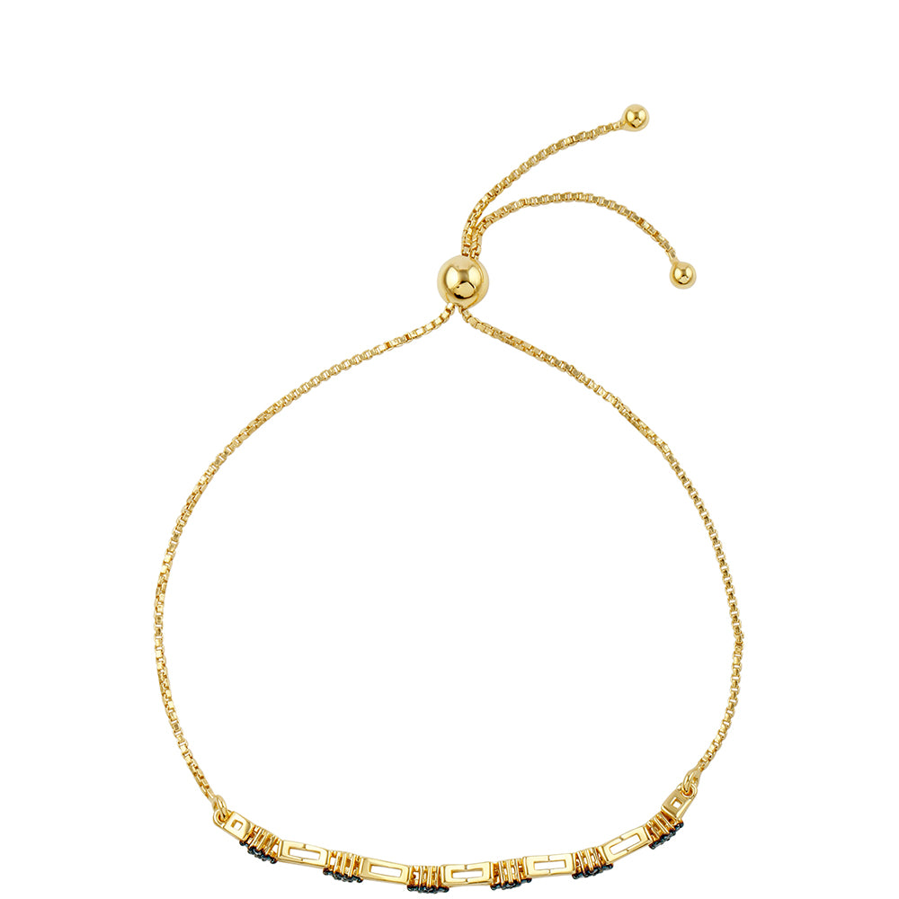 Bransoletka srebrna pozłacana z niebieskim diamentem