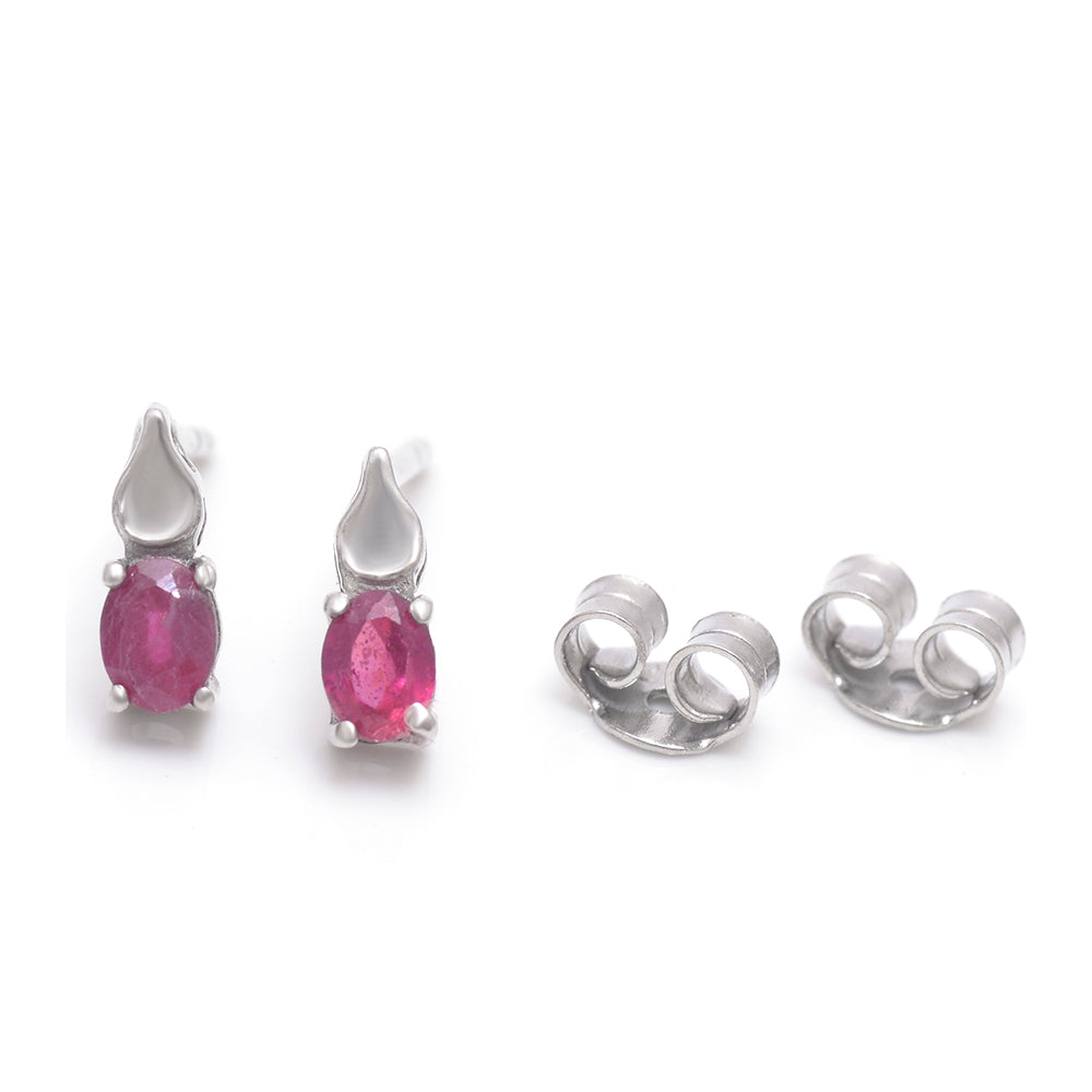 Kolczyki ze srebra próbe 925 z malgaskim rubinem