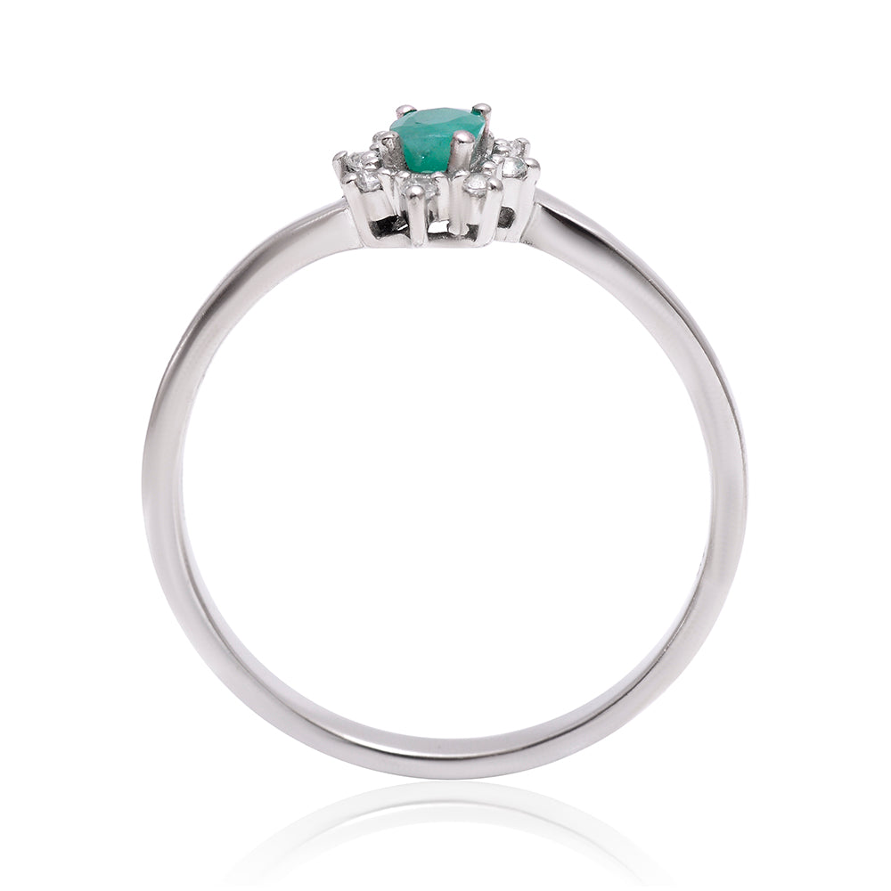 Pierścionek ze srebra próby 925 z brazylijskim szmaragdem i białym topazem
