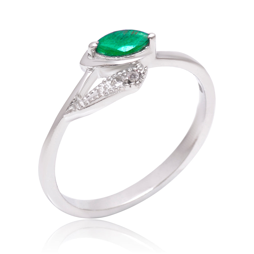 Pierścionek ze srebra próby 925 z brazylijskim szmaragdem i białym topazem