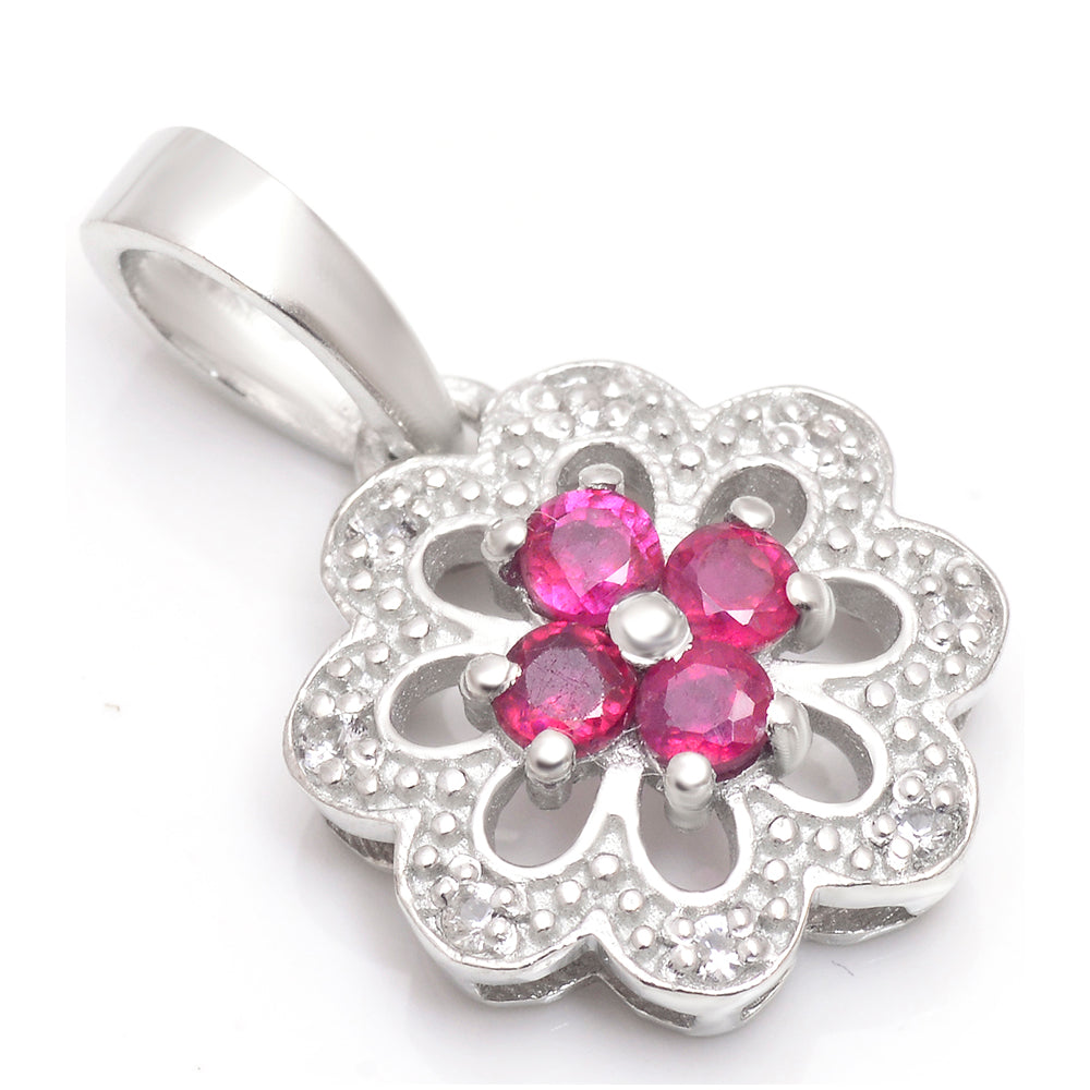 Zawieszka ze srebra próba 925 z malgaskim rubinem i białym topazem