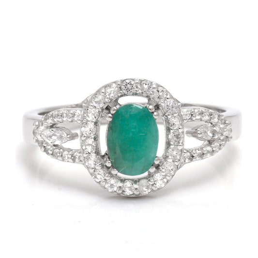 Pierścionek ze srebra próby 925 z brazylijskim szmaragdem i białym topazem