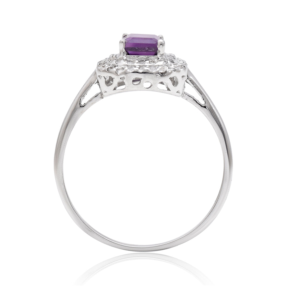 Pierścionek ze srebra próby 925 z marokańskim ametystem i białym topazem