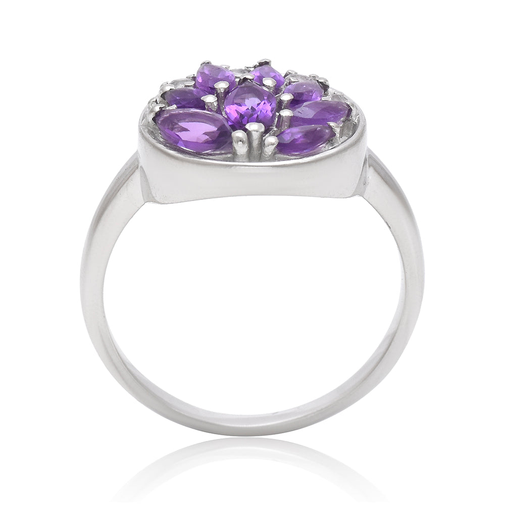 Pierścionek ze srebra próby 925 z marokańskim ametystem i białym topazem