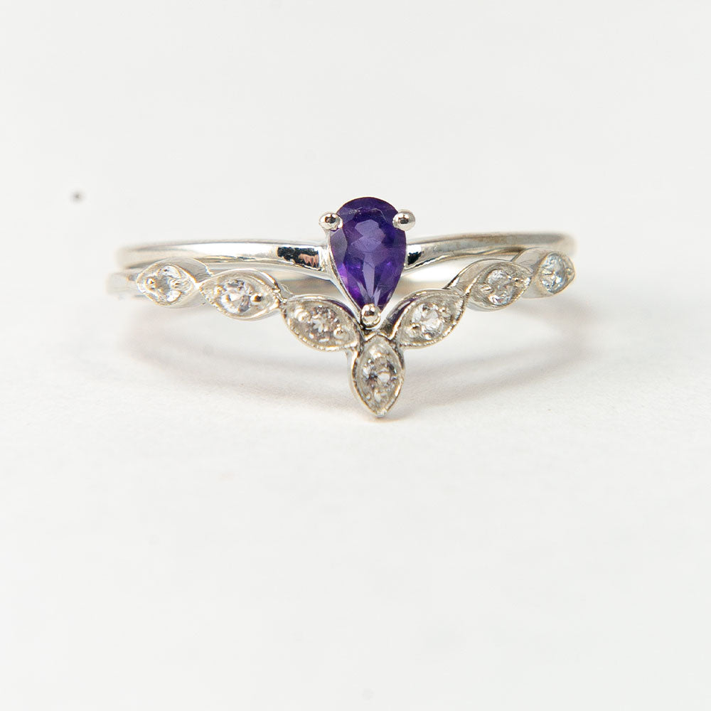 Zestaw ze srebra próbe 925 z marokańskim ametystem i białym topazem ( Pierścionek )