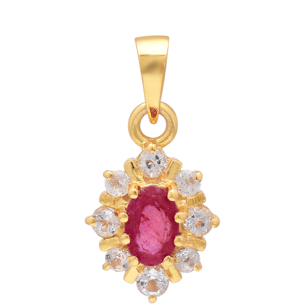 Zawieszka srebrna pozłacana z malgaskim rubinem i białym topazem
