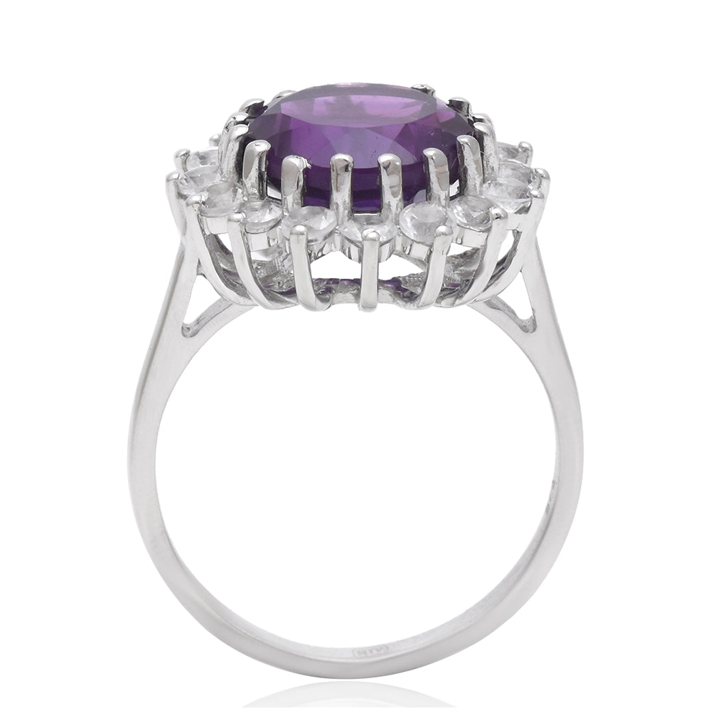Pierścionek ze srebra próby 925 z marokańskim ametystem i białym topazem