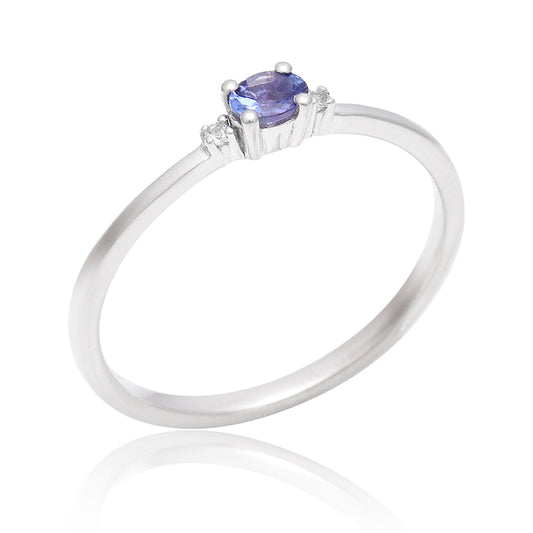 Pierścionek ze srebra próby 925 z tanzanitem klasy AAA