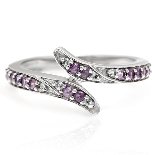 Pierścionek ze srebra próby 925 z brazylijskim ametystem i białym topazem