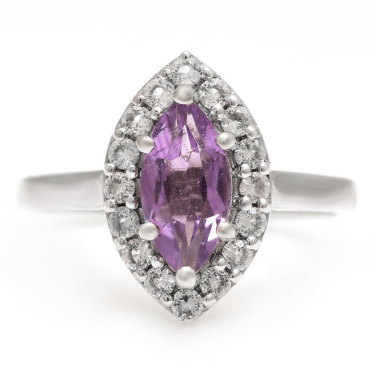 Pierścionek ze srebra próby 925 z brazylijskim ametystem i białym topazem