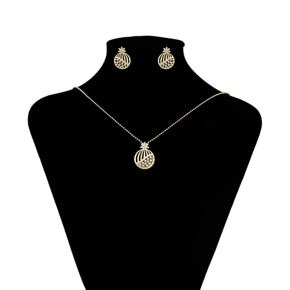 Zestaw pozłacane z białym kryształem emporia® ( Kolczyki+Zawieszka )