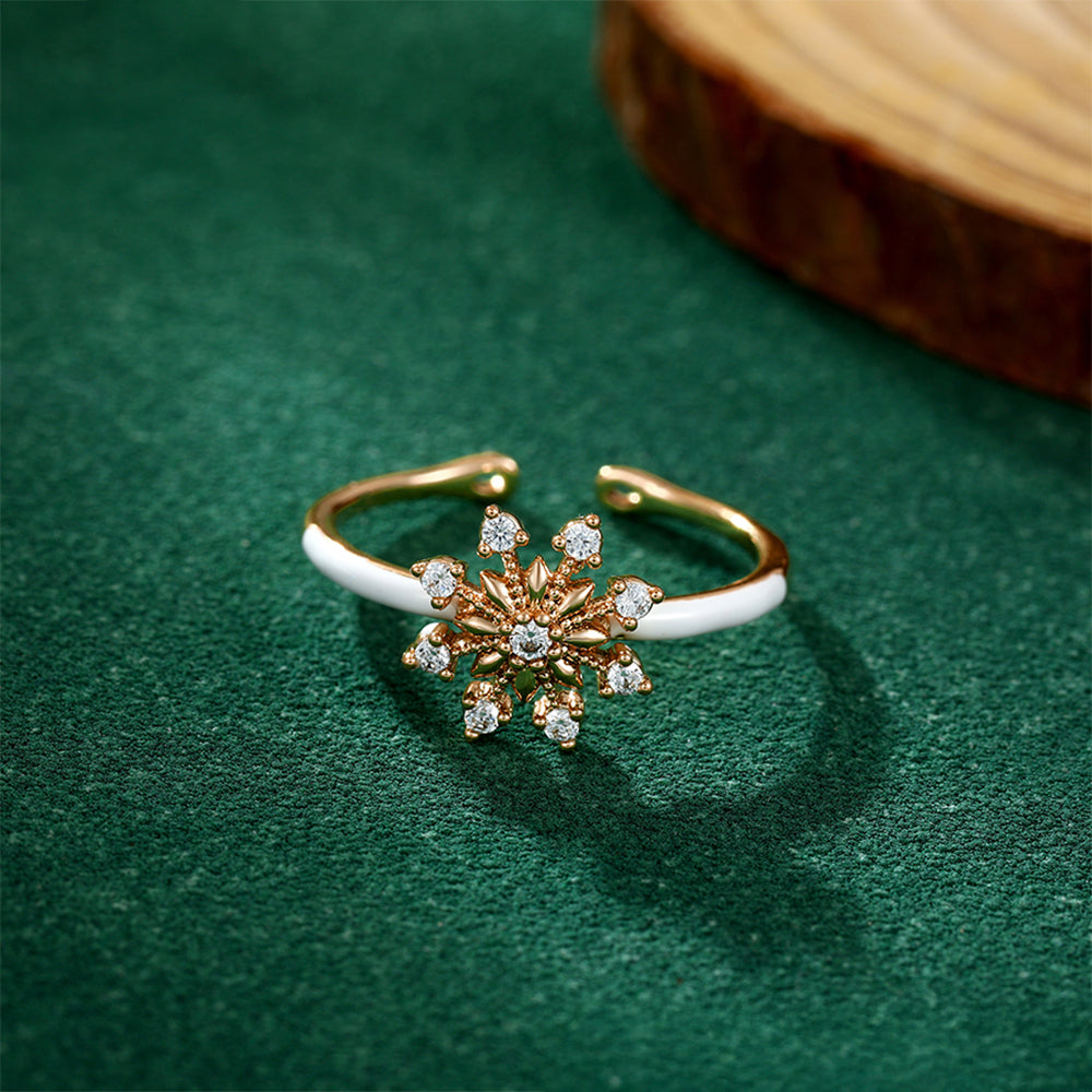 Pierścionek pozłacany z białym kryształem emporia® i emaliowany