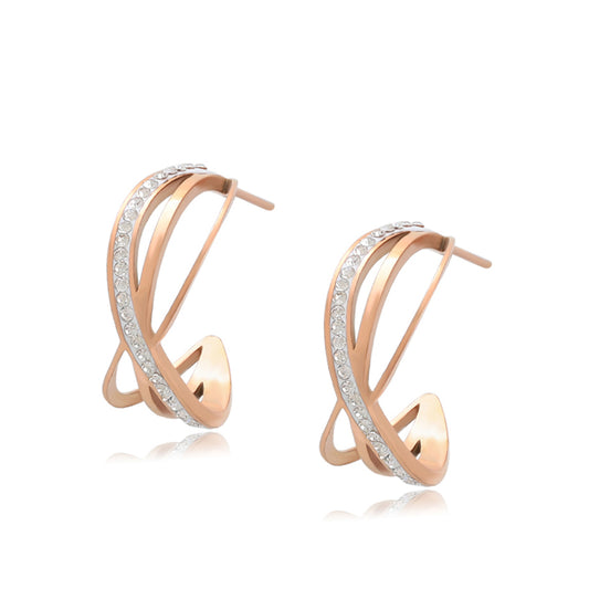 Kolczyki pozłacane z białym kryształem emporia®