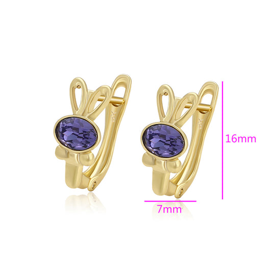 Kolczyki pozłacane z purpurowym kryształem emporia®