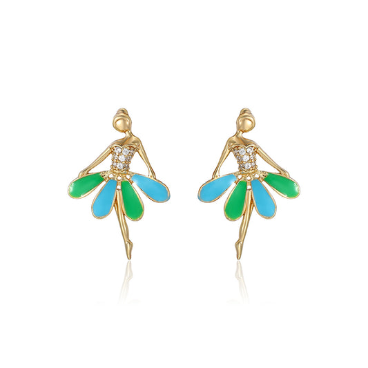 Kolczyki pozłacane emaliowany i białym kryształem emporia®