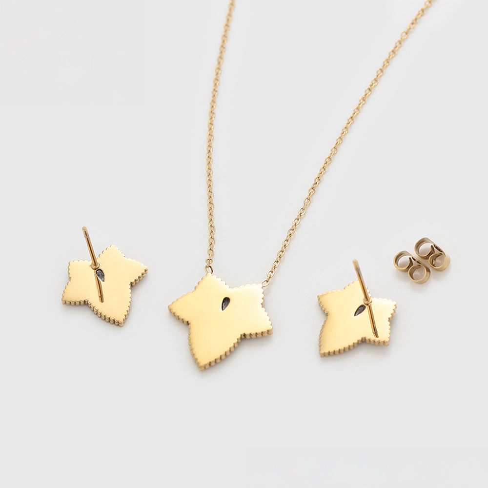 Zestaw pozłacane z zielonym kryształem emporia® i białym kryształem emporia® ( Naszyjnik+Kolczyki )