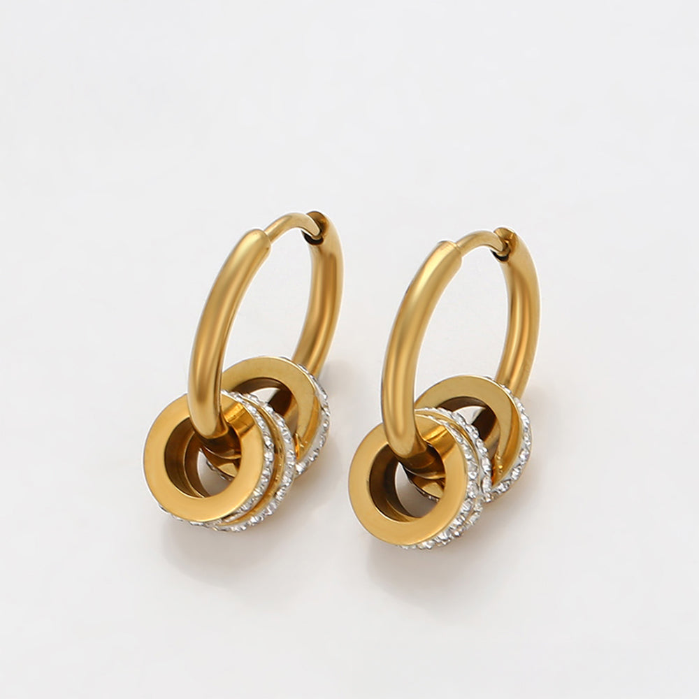 Zestaw pozłacane z białym kryształem emporia® ( Naszyjnik+Kolczyki+Zawieszka )