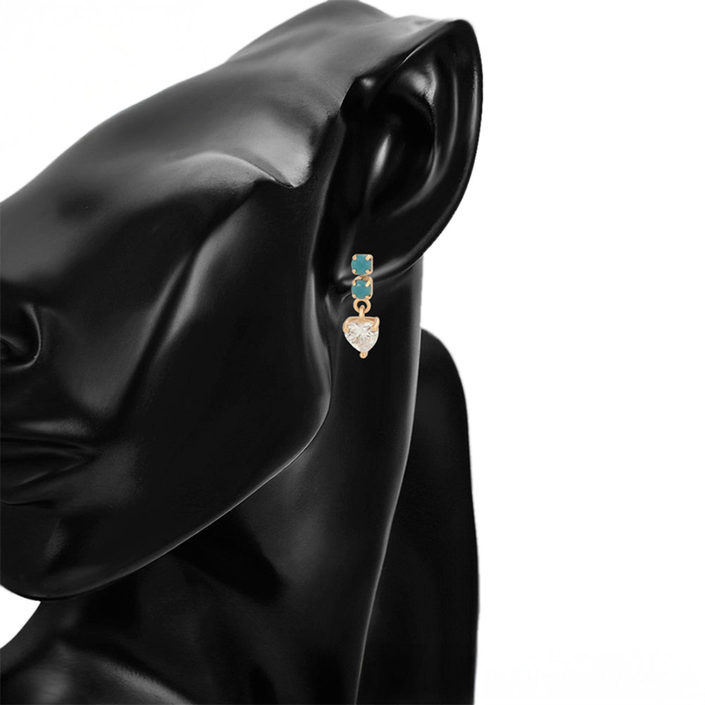 Kolczyki pozłacane z zielonym kryształem emporia® i białym kryształem emporia®