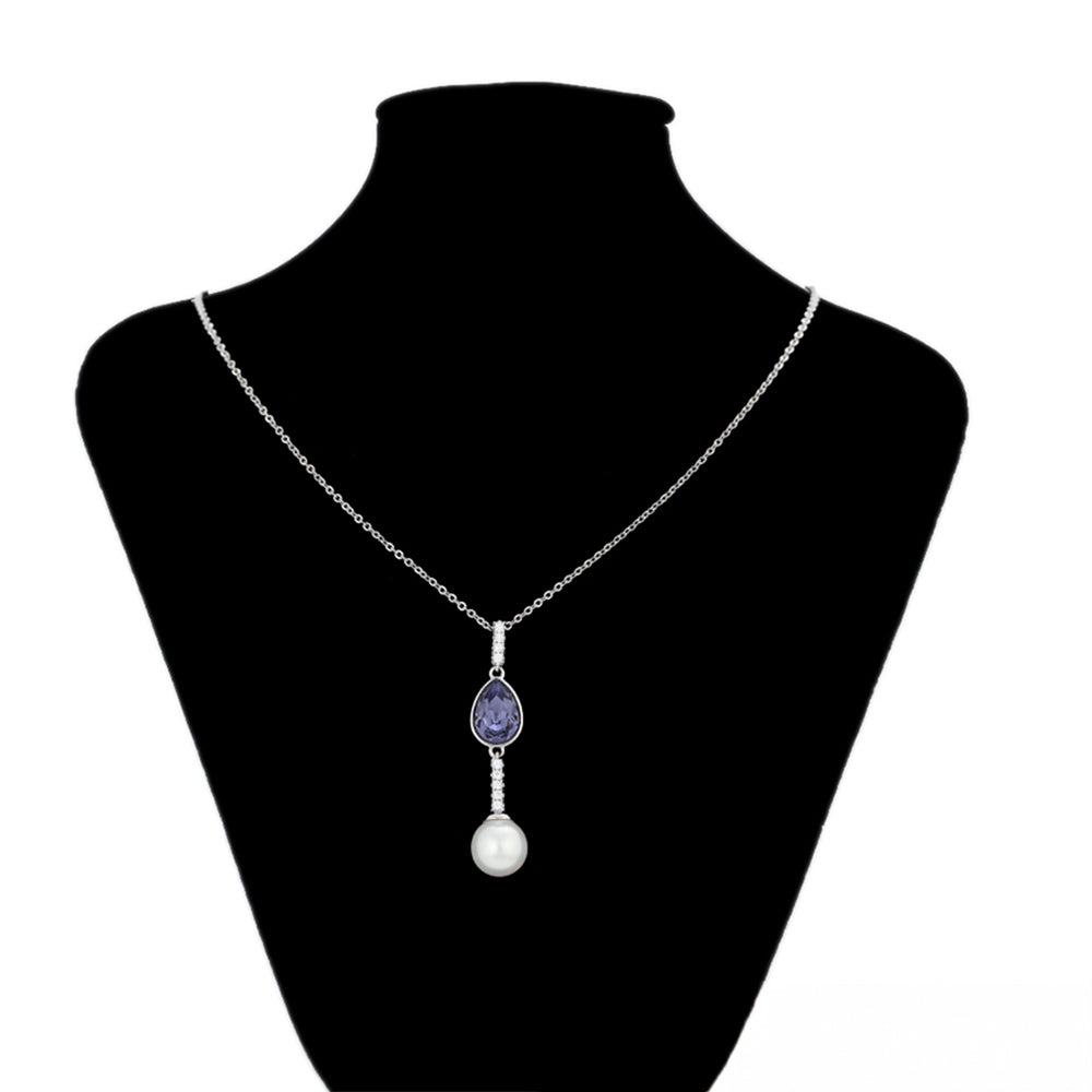 Naszyjnik pozłacany z purpurowym kryształem emporia® i ze szklaną perłą