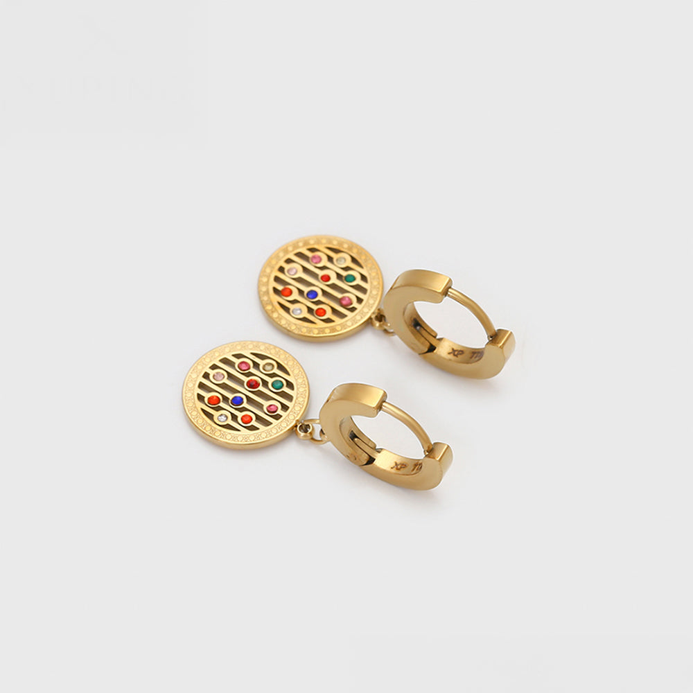 Zestaw pozłacane z czerwonym kryształem emporia® i niebieskim kryształem emporia® ( Naszyjnik+Kolczyki+Bransoletka+Zawieszka )