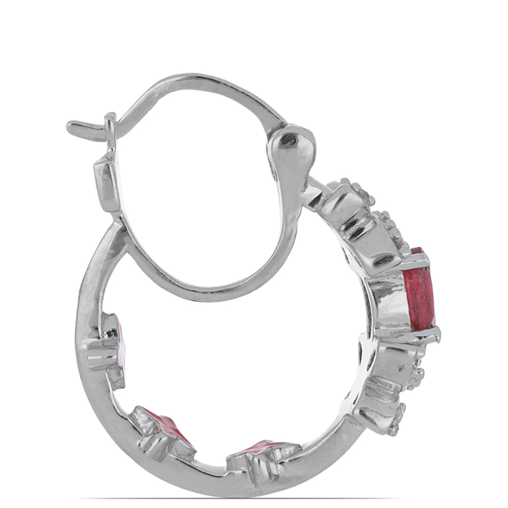 Kolczyki ze srebra próbe 925 z malgaskim rubinem i białym topazem