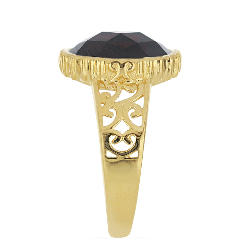 Pierścionek srebrny pozłacany z granatem