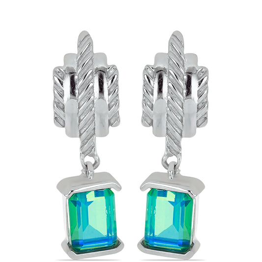 Kolczyki ze srebra próbe 925 z kwarcem Peacock