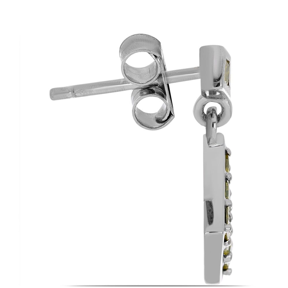 Kolczyki ze srebra próbe 925 z żółtym diamentem