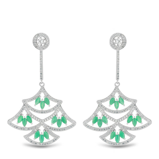 Kolczyki ze srebra próbe 925 z brazylijskim szmaragdem i białym topazem